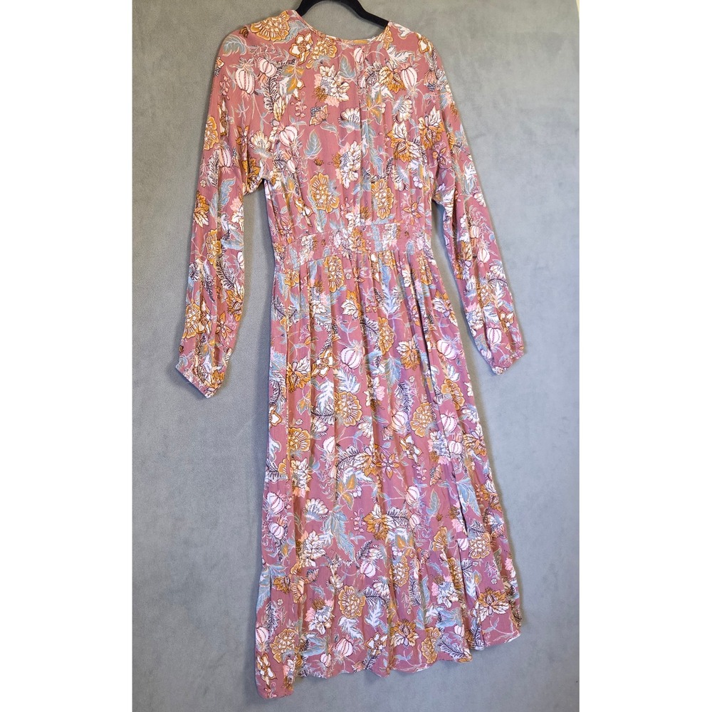 Knox Rose Smocked Midi Dress Women Size Medium Floral Boho Cottage Prairie - Picture 6 of 14